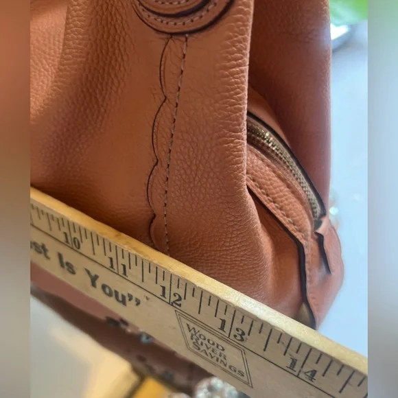 Coach Edie salmon Scalloped Pebble Leather Shoulder Bag - Picture 11 of 16